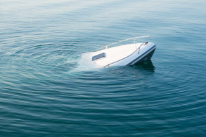 Boat sinking because of boating accident